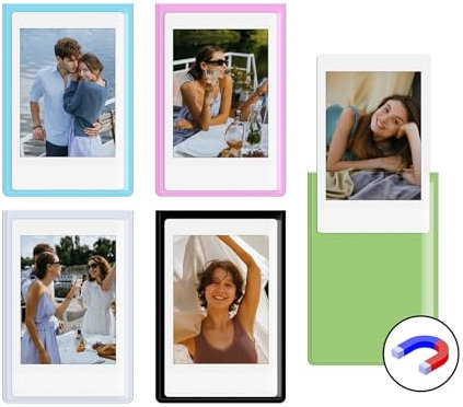 HIYQIN Confezione da 5 cornici magnetiche per foto Instax Mini, cornici magnetiche per frigorifero 2 x 3 cornici per foto adatte per Fujifilm Instax Mini LiPlay 12 11 9 8 99 70 50 40 SE EVO