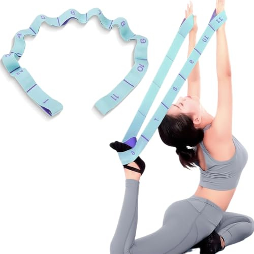 GVEYIQK Correas para Yoga, Banda de Estiramiento de Yoga con 11 Bucles, Bandas Elásticas de Resistencia, Cinta de Yoga Estiramiento para Fitness, Pilates y Gimnasia