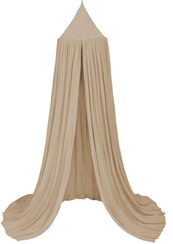 Aolso Baldacchino per bambini e bambine, 245 cm, tenda per letto rotondo, lettino con tenda sospesa, zanzariera, crepe (beige)