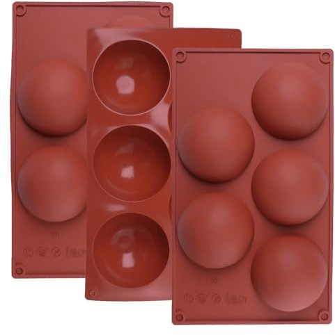 BMZXCH 3 Pièces 5 Cavités Moule Silicone en Moule Demi Sphere Extra-large à 5 Sphères Semi-sphérique Forme de Boule Pour Boule de Chocolat, Mousse en Dôme, Bonbon, Pudding