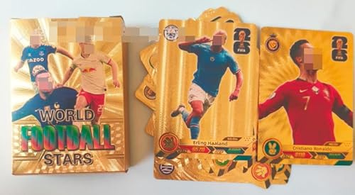 World Cup 2025 Football Star Cards, 55 Gold Foil Football Cards, Vmax Gold Football Cards for Football Fans and Collectors, Children to Collect Cards for Birthday Gift, Gold