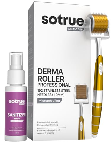 Sotrue Derma Roller professionale per la crescita dei capelli, 1 mm, con 192 aghi in acciaio inox, ripara i capelli danneggiati, attiva i follicoli piliferi, per la caduta e l'ispessimento dei capelli