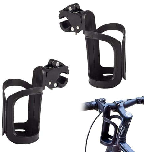 Stroller Cup Holder 2-Pack, 360° Rotating Drink Bottle Cage for Prams Wheelchairs Bikes with Universal 0.55-1.7in Clamp