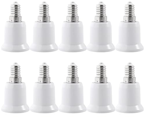 BEELUKY 10 stycken E 14 över E 27 glödlampsockel, plasttakuttag, vit, hållbar 50w 220 V, för LED-lampa, glödlampor