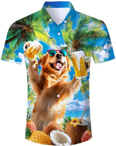 TUONROAD Chemise Hawaïenne Homme 3D Chemise Casual Manche Courte Chemise de Plage Vacances été M-XXL