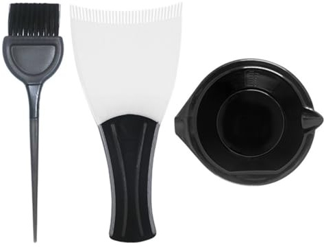 IMIKEYA Kit de Teinture Capillaire 3 Pièces Noir – Bol à Teinture, Pinceau Applicateur et Planche de Coloration – Outil Professionnel pour Salon et Usage Maison, Mélange Facile