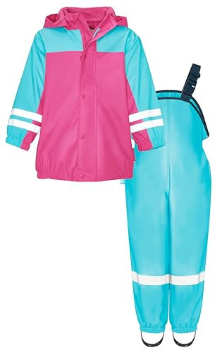 Playshoes Unisex Kinder Regen-anzug Mit Fleece-futter Warmer Wasserdichter Matschanzug Regenbekleidung, Türkis, 128 EU
