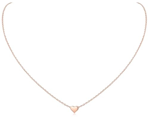 ChicSilver Damen Kette mit Herz Anhänger, 925 Rosegold Filigrane Herzkette, Minimalisitischer Herz Schmuck für Freundin Ehefrau Mama Tochter