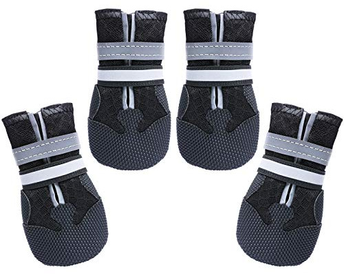 Dimicoo Breathable Dog Boots for Medium Large Dogs,Non-Slip Dog Shoes for Summer Hot Pavement,Lightweight Paw Protector Dog Booties for Outdoor & Indoor Hardwood Floors