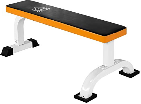 HOMCOM Hantelbank, Flachbank, Fitnessbank, Multifunktion Trainingsbank für zuhause Krafttraining, Stahl, Schwarz, 112x 62 x 43 cm