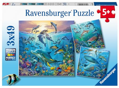Ravensburger barnpussel - 05149 Djurvärlden i havet - pussel för barn från 5 år och uppåt, med 3x49 bitar
