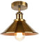 LEDSone Yellow Brass Semi Flush Mount Ceiling Light, 22cm Metal Cone Shade, E27 Base Indoor Fixture for Kitchen, Living Room, Lounge