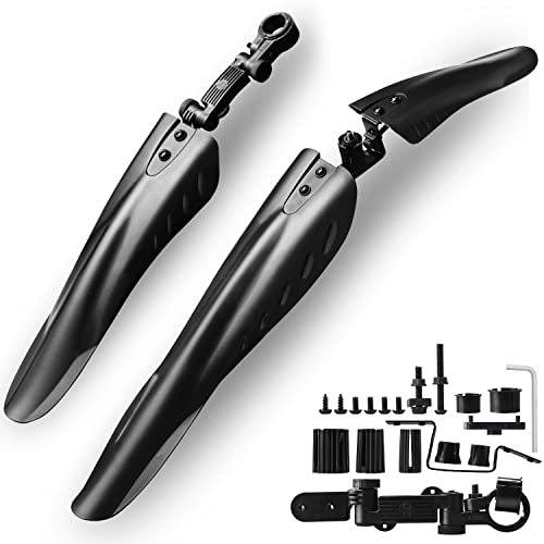 Waflyer Fahrrad Schutzblech Set, Universal Schutzbleche Mountainbike 24-29 Zoll, Fahrradschutzblech MTB Schutzblech Hinten Vorne Fahrrad Spritzschutz zum Schutz vor Spritzwasser Schmutz (Schwarz)
