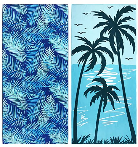 2 Pack Oversized Microfiber Pool Towel, 75'x 35', Sand-Free, Quick Drying, Super Absorbent