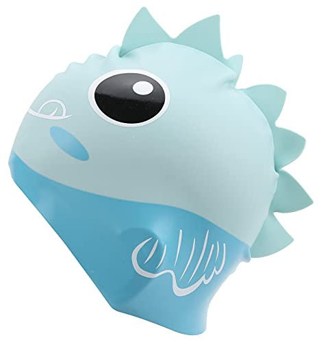 DeWIN Bonnet Bain pour Enfants, Bonnet Bain Poisson Rouge en Silicone Souple Supérieure avec Requin Dinosaure Bonnet Bain élastique pour Garçons et Filles Cheveux Longs et Courts