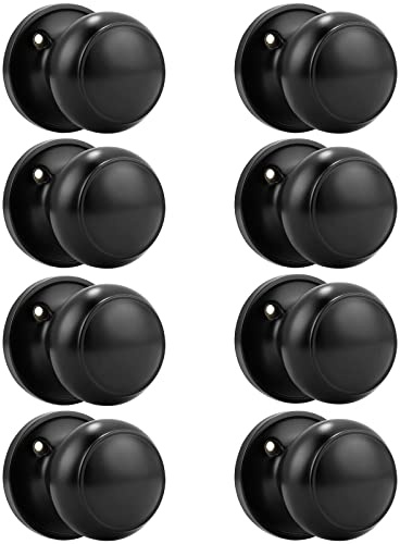 Probrico (8 Pack Classic Closet Door Knobs Dummy Door Knob, Individual Non-Turning Dummy Door Knob Single Side, Black Interior Door Knobs, Easy Installation