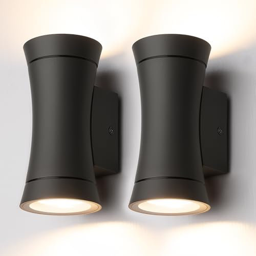 EDISHINE Up and Down Led Wandleuchte Aussen Innen 2er, Dunkelgrau Außenwandleuchte, Aussenbeleuchtung Hauswand, IP44 Wasserdichte Wandlampe, Terrassenbeleuchtung, Balkon Lampe, Modern Wandstrahler