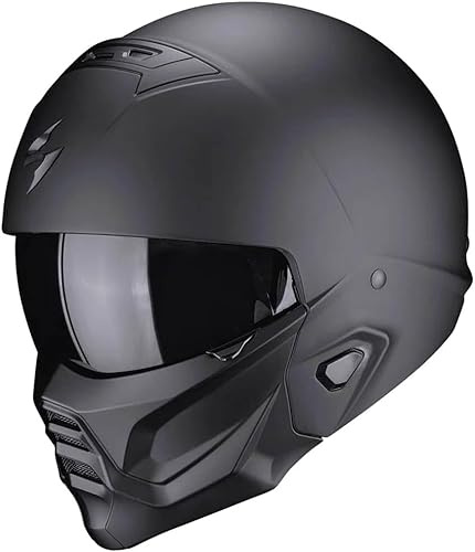 Scorpion Exo Combat 2 Solid Matt Black | Motorradhelm mit abnehmbarem Kinnbügel | ECE 22.06 zugelassen (XXL)