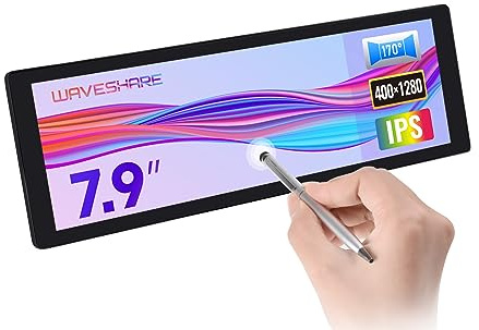 Waveshare 7.9inch IPS Touch Screen, 400 x 1280 Pixel, Toughened Glass Panel, HDMI Interface, with Hi-Fi Speaker, Collapsible Stand & Metal Case, compatible with Raspberry Pi/Jetson Nano/Core3566/PC