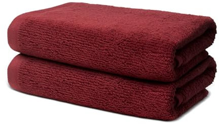 2 er Set Handtücher 50x100 cm | Frottee Weich & Flauschig | 100% Baumwolle | Frottier Handtuch Duschtuch Badetuch Badehandtuch | Oeko-Tex | 500g/m² | Ôhm | Rot