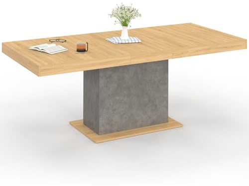 IDMarket - Table à Manger Extensible Rectangle Eden 6-10 Personnes Bois et Effet béton 160-200 cm