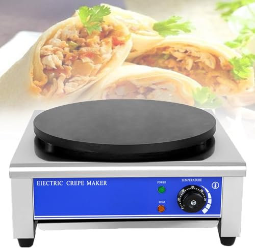 ZXSYYDS Macchina per Pancake elettrica, Macchina per Pancake, con Piastre in ghisa da 400 mm, Crepiera Commerciale Professionale per preparare Crepes, Pancake, Uova, Omelette, Hamburger