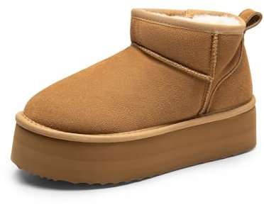 DREAM PAIRS Klassische Schneestiefel für Damen, Stiefeletten Winterstiefel mit Memory Foam Innensohle Leichte Anti-Rutsch Laufsohle Outdoor,Size 40,Chestnut,SDSB2427W