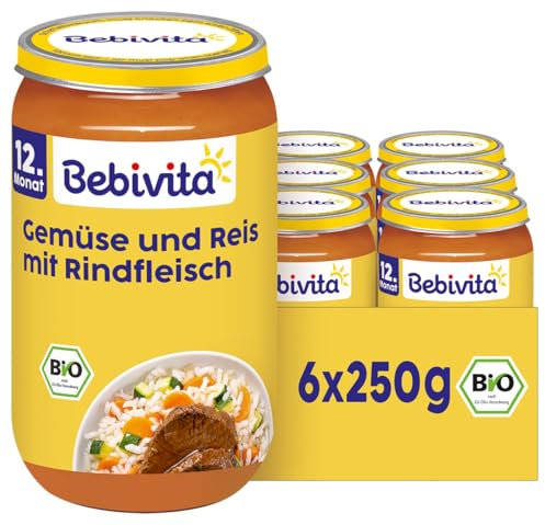 Bebivita Menüs ab dem 12. Monat Gemüse-Reis mit Rindfleisch, 250g 6er Pack (6x250g)