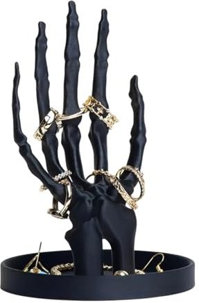 Miaoyak Gothic Skeleton Hand Jewelry Stand, Black Retro Plastic Necklace Earring Organizer, Monster Hand Jewelry Display Tray Home Decor