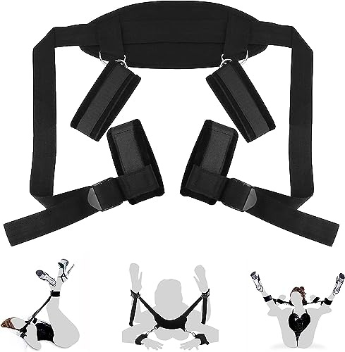 Bed Restraints and Straps Sex Tie Downs for Adults Couples Under Mattress Queen Size Sweater Bed Sex Hand Cuff Set Wrist Ankle Spreaders Bar Bed Bondage Sex Bed Straps for Adult Play Women DH-34