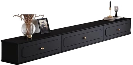 Mobile TV Sospeso Moderno, Centro Multimediale con 3 Ante, Console TV da Parete per Soggiorno e Camera da Letto, Design Elegante e Funzionale(Black,47.2in/120cm)