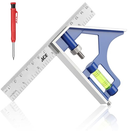 Flintronic Escuadra Combinada Ajustable, 150mm Escuadra Carpintero, Ángulo Combinado de Acero Inoxidable, con Nivel de Burbuja, para Carpintería Herramienta de Medición Multifuncional