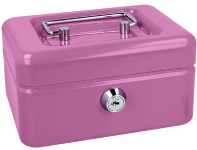 Westcott Geldkassette abschließbar (kompakt, 15 cm) Lilac | Abschließbare Box aus Stahlblech mit 2 Schlüsseln | Herausnehmbare Einlage für Münzen mit 6 Fächern | E-51000 LILAC