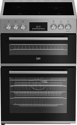 Beko Pro AeroPerfect FDC6731S 60cm Electric Ceramic Cooker with Double Oven, Ceramic Hob, Fan Cooking, Easy Clean, Silver