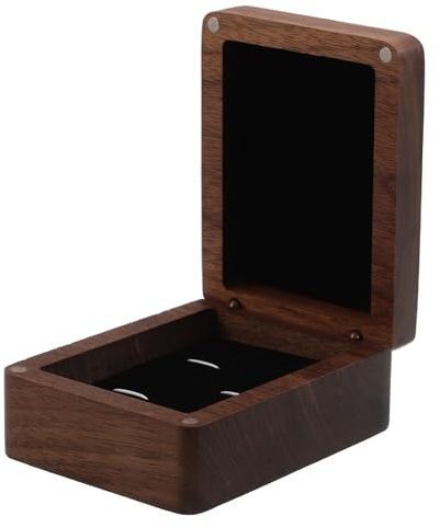HEALEEP Caja Organizadora de Madera de Nogal para Gemelos y Pinzas de Corbata, Estuche Portátil Pequeño para Accesorios Masculinos en Viajes y Ocasiones Formales, Cofre Obsequio Hombre
