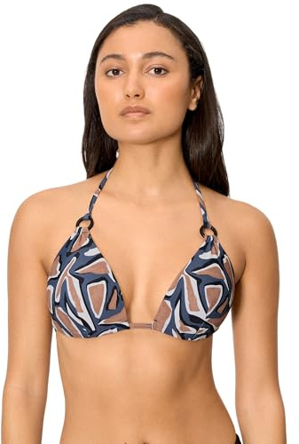 YSABEL MORA. Top Bikini Triángulo Push-Up Estampado Copa B. Sin Aro con Relleno Push-Up. Anudado Al Cuello Y A La Espalda. Detalle De Anillas En Los Tirantes Colección Beach.