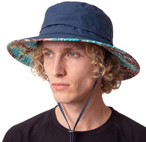 TOP-EX Chapeau de soleil pour homme UPF 50+ Imperméable, Grande visière Chapeau de plein air avec imprimé sur le dessous de la visière M/L/XL/XXXL, L-XL