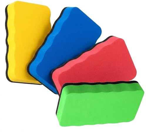 Whiteboard Eraser Magnetic Dry Wipe 10x5.5cm 4 Colours 4 Pack Horyue | Wipe Dry Wipe Marker Ink Easily Without Smudges Using Felt Block Whiteboard Rubber & Whiteboard Cleaner Set 4 Colours 4 Pack