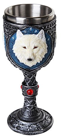 Pacific Giftware Lone Spirit White Wolf Celtic Magic 7oz Wine Chalice Goblet with Red Gemstone