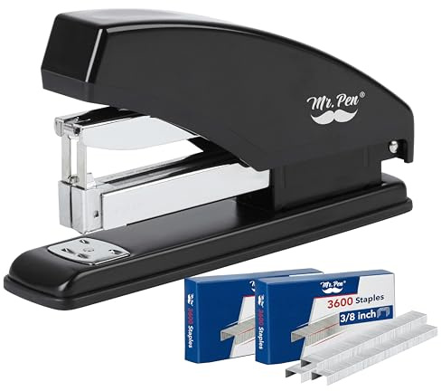 Mr. Pen- Heavy Duty Stapler with Staples, 3600 Staples 3/8, 60 Sheet Capacity, Desktop Stapler for Students, Office Supplies, Ergonomic Design for Comfortable Use, Jam-Free