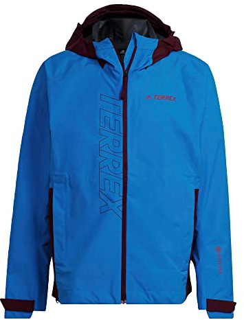 adidas Men's Goretex Paclite Outdoor Technical Rain Jacket, Shock Blue/Shadow Red, Large
