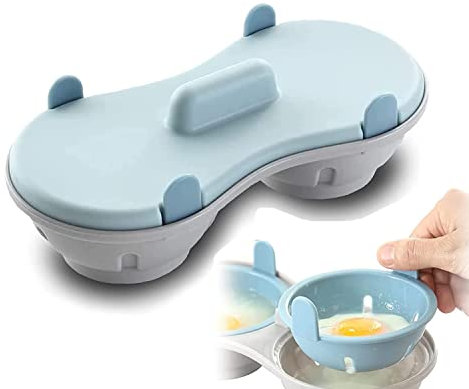 TMXKOOK 2 Pices Cuiseur Oeufs Double Tasse Micro-Ondes, pour PrParer Rapidement des Ufs Cuits La Vapeur Parfaits Et Nutritifs