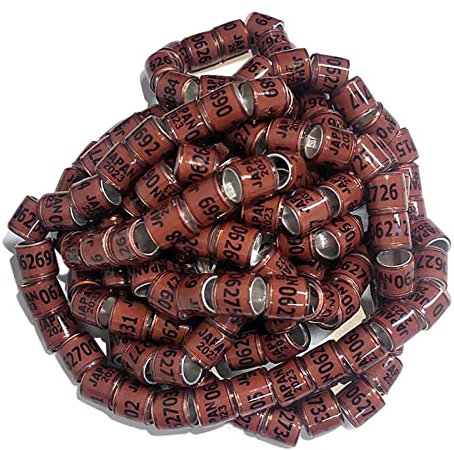 kowaku 100 Stück Taubenringe 8 mm 2023 Taubenbeine, Band für Enten, die meisten erwachsenen Vögel, Geflügel, Braun