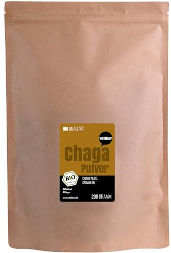 Wohltuer Bio Chagapulver 200g in Rohkostqualität, Chaga Vitalpilz Pulver bio, Chaga Tee aus Wildsammlung