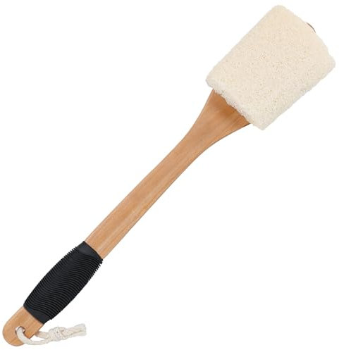 OWIIZI Cepillo exfoliante de lufa para espalda con mango largo, esponja de lufa para ducha, exfoliante natural de luffa en un palo, para hombres, mujeres y ancianos