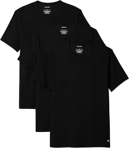 Calvin Klein Uomo T-Shirt Maniche Corte Confezione da 3 Crew Neck Basic, Nero (Black, Black, Black), M