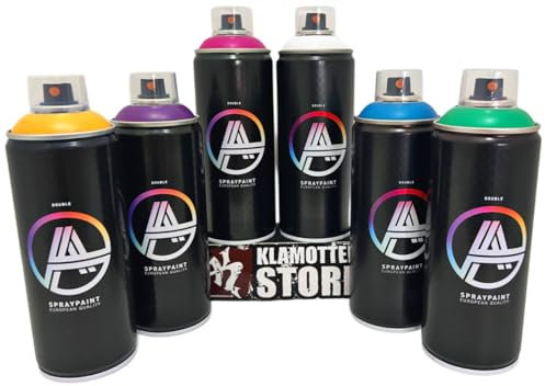 KLAMOTTEN STORE Double A Sprühdosen Fantasy Pack 6 x 400 ml hochdeckendes Spray seidenmatt für Kunst, Atelier, KFZ, Deko