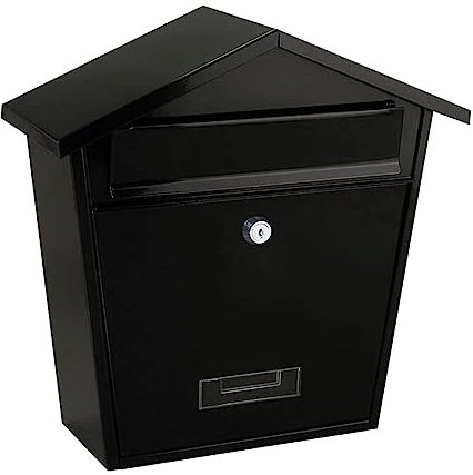 Wall-Mount Mailbox Stainless Steel Mailbox European Style Modern Post Box Wall Mounted Clamshell Drop Box with Reinforced Lock Home Parcel Box (Black)