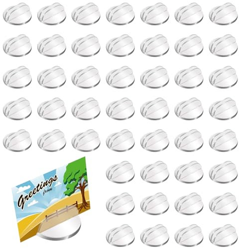 JIYIN 50 Stück Tischkartenhalter Acryl, 2.4 x 2.4 x 1 cm acryl Kartenständer Klein Tischkarte Kartenhalter Postkartenständer Kinderspiele Namensschilder für Restaurants Hochzeiten Bankette Partys