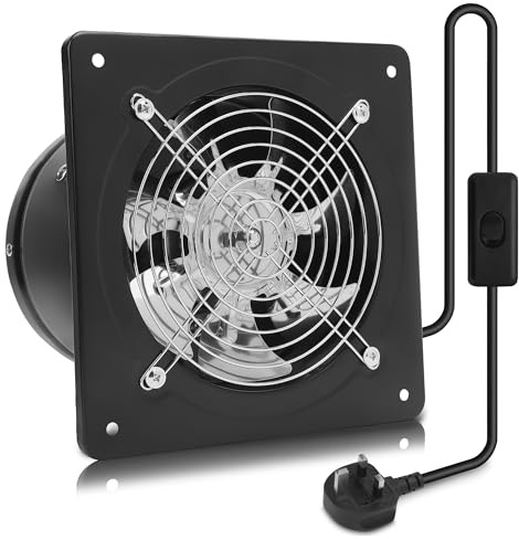 MEKOTRIN 8 Inch/200 mm Extractor Fan Kitchen, Wall Mounted Exhaust Fan Industrial Ventilation Fan with Switch Easy to Use for Kitchen Restaurant Warehouse Garage Bathroom Window(Black)